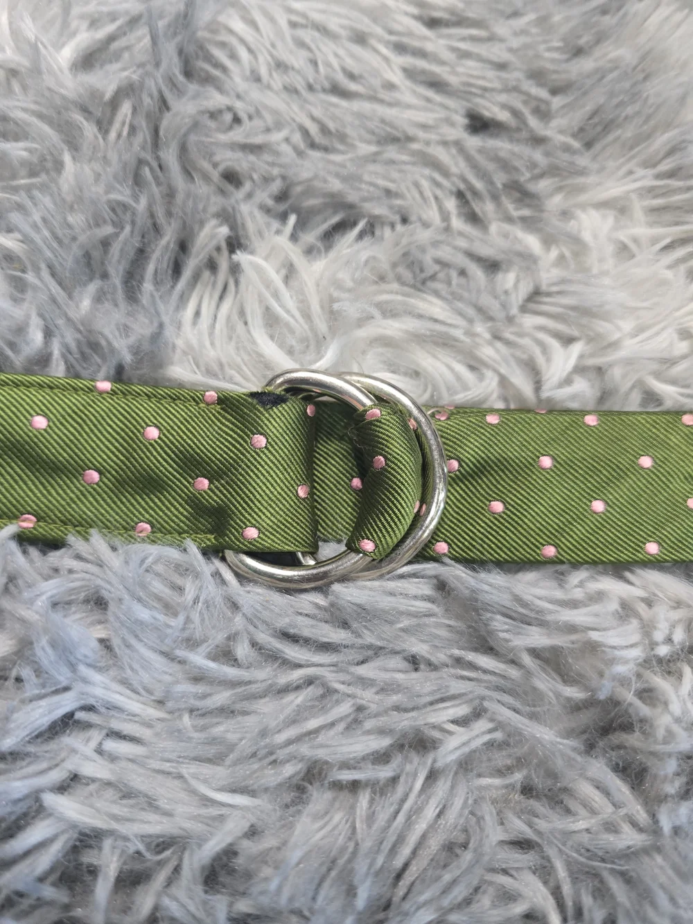 J. Crew Olive Green Polka Dot Web Belt with Double Ring Buckle